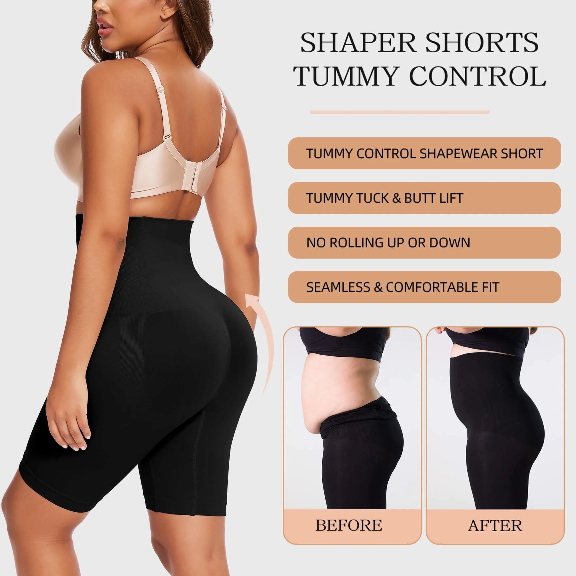 Women Waist Trainer Shapewear Tummy Control Body Shaper Shorts Hi-Waist Butt Lifter Thigh Slimmer